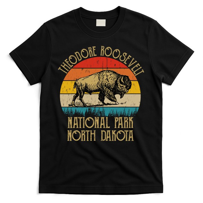 Theodore Roosevelt National Park North Dakota Buffalo Retro T-Shirt