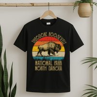 Theodore Roosevelt National Park North Dakota Buffalo Retro T-Shirt