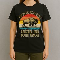 Theodore Roosevelt National Park North Dakota Buffalo Retro T-Shirt