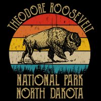 Theodore Roosevelt National Park North Dakota Buffalo Retro T-Shirt