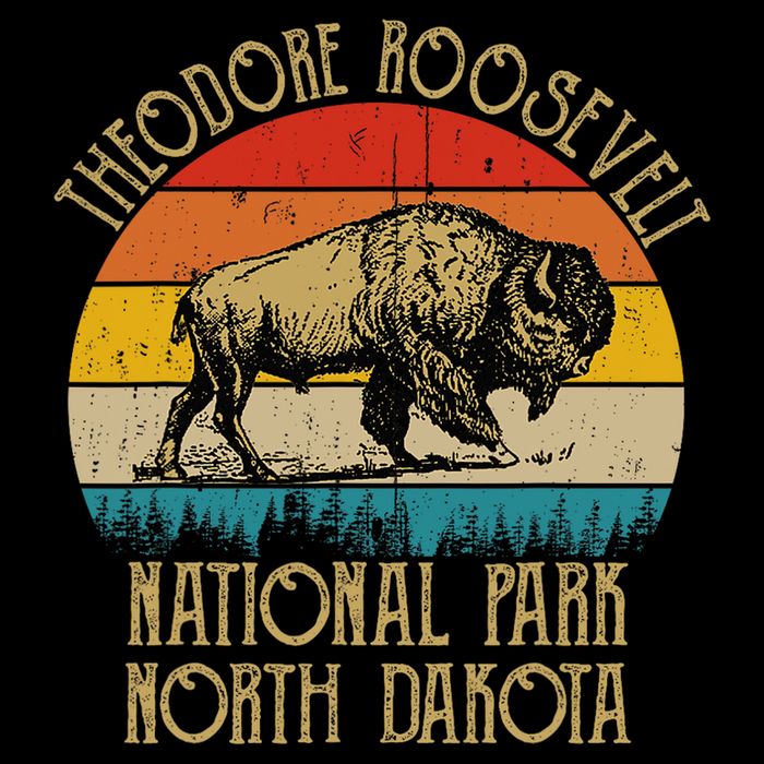 Theodore Roosevelt National Park North Dakota Buffalo Retro T-Shirt