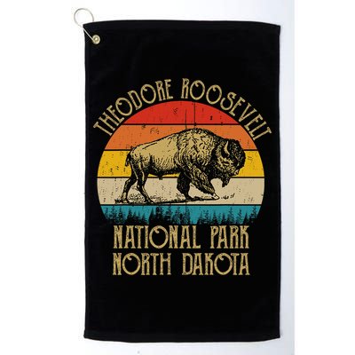 Theodore Roosevelt National Park North Dakota Buffalo Retro Golf Towel