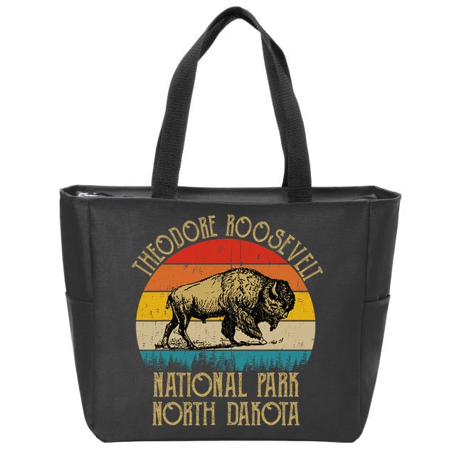 Theodore Roosevelt National Park North Dakota Buffalo Retro Zip Tote Bag