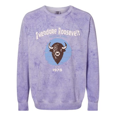 Theodore Roosevelt National Park Bison Vintage Colorblast Crewneck Sweatshirt