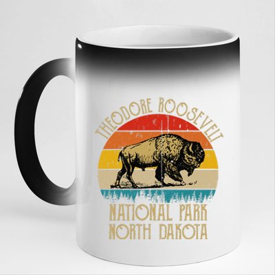 Theodore Roosevelt National Park North Dakota Buffalo Retro 11oz Black Color Changing Mug