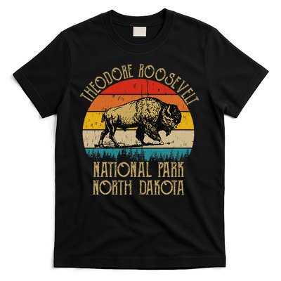 Theodore Roosevelt National Park North Dakota Buffalo Retro T-Shirt