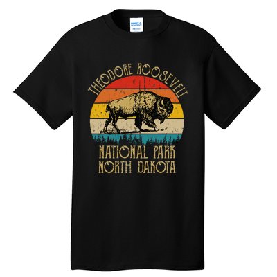 Theodore Roosevelt National Park North Dakota Buffalo Retro Tall T-Shirt