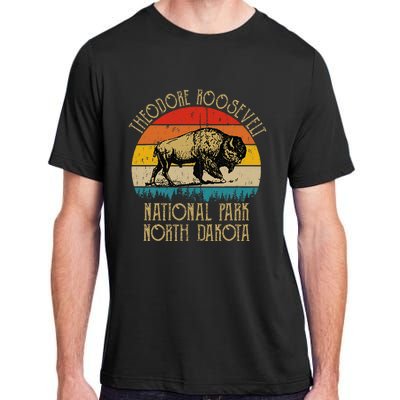 Theodore Roosevelt National Park North Dakota Buffalo Retro Adult ChromaSoft Performance T-Shirt