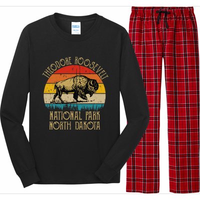 Theodore Roosevelt National Park North Dakota Buffalo Retro Long Sleeve Pajama Set