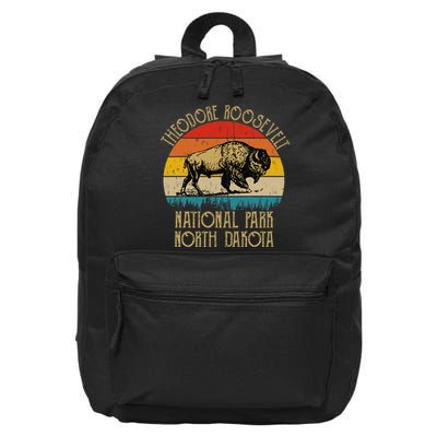 Theodore Roosevelt National Park North Dakota Buffalo Retro 16 in Basic Backpack