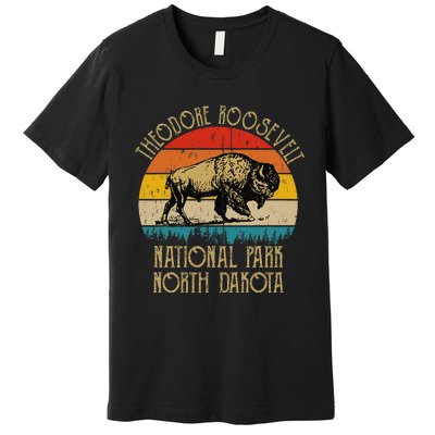 Theodore Roosevelt National Park North Dakota Buffalo Retro Premium T-Shirt