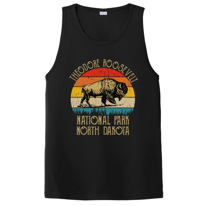 Theodore Roosevelt National Park North Dakota Buffalo Retro PosiCharge Competitor Tank