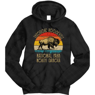 Theodore Roosevelt National Park North Dakota Buffalo Retro Tie Dye Hoodie