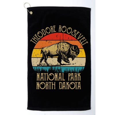 Theodore Roosevelt National Park North Dakota Buffalo Retro Golf Towel