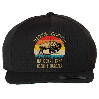 Theodore Roosevelt National Park North Dakota Buffalo Retro Wool Snapback Cap