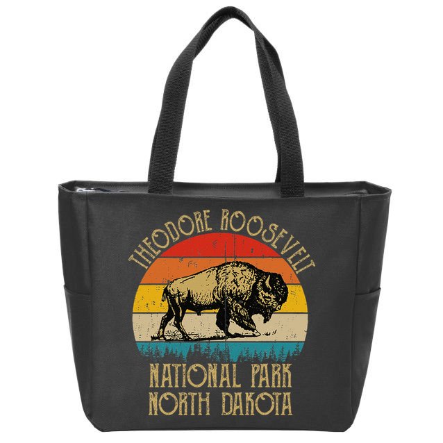 Theodore Roosevelt National Park North Dakota Buffalo Retro Zip Tote Bag