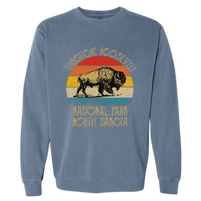 Theodore Roosevelt National Park North Dakota Buffalo Retro Garment-Dyed Sweatshirt