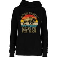 Theodore Roosevelt National Park North Dakota Buffalo Retro Womens Funnel Neck Pullover Hood