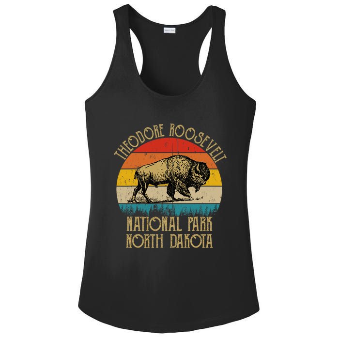 Theodore Roosevelt National Park North Dakota Buffalo Retro Ladies PosiCharge Competitor Racerback Tank