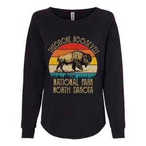 Theodore Roosevelt National Park North Dakota Buffalo Retro Womens California Wash Sweatshirt