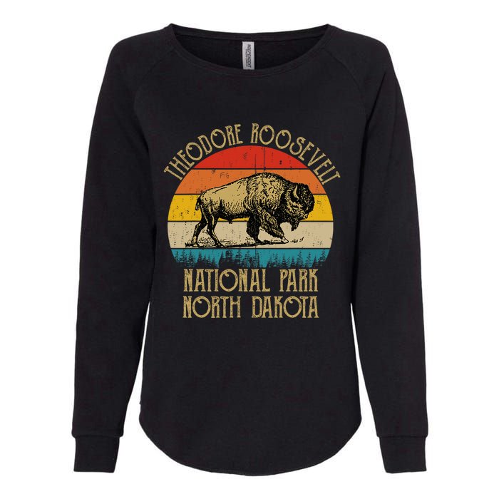 Theodore Roosevelt National Park North Dakota Buffalo Retro Womens California Wash Sweatshirt