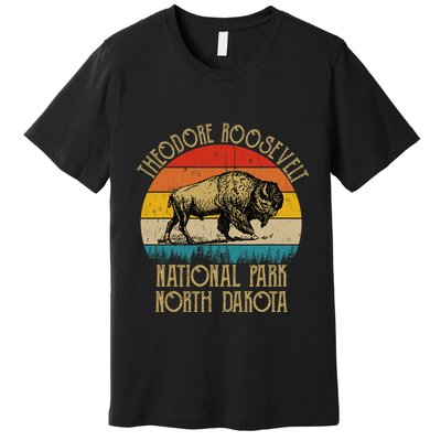 Theodore Roosevelt National Park North Dakota Buffalo Retro Premium T-Shirt