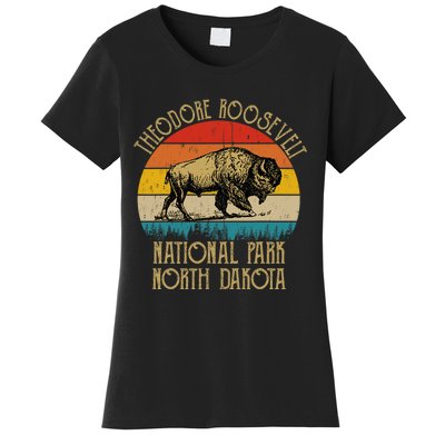 Theodore Roosevelt National Park North Dakota Buffalo Retro Women's T-Shirt