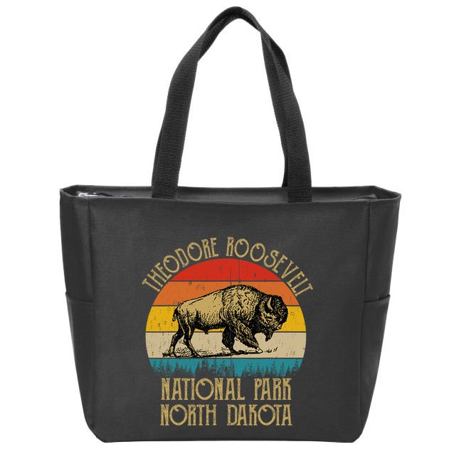 Theodore Roosevelt National Park North Dakota Buffalo Retro Zip Tote Bag
