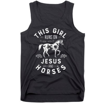 This Runs On Jesus And Horses Horse Riding Tank Top