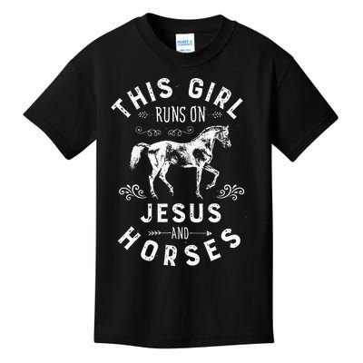 This Runs On Jesus And Horses Horse Riding Kids T-Shirt