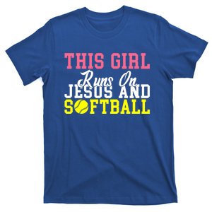 This Runs On Jesus And Softball Gift T-Shirt