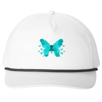 Teal Ribbon Ovarian Cancer Awareness Snapback Five-Panel Rope Hat