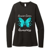 Teal Ribbon Ovarian Cancer Awareness Womens CVC Long Sleeve Shirt