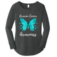 Teal Ribbon Ovarian Cancer Awareness Women's Perfect Tri Tunic Long Sleeve Shirt