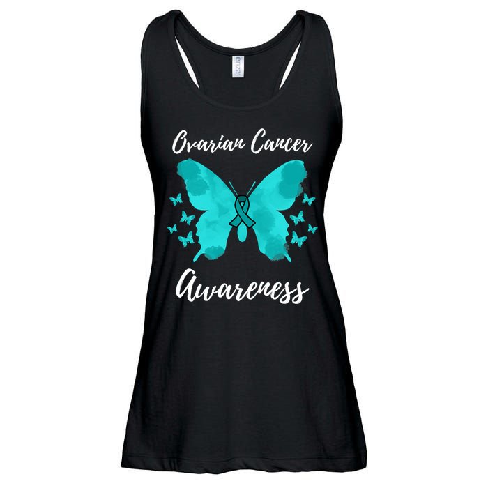 Teal Ribbon Ovarian Cancer Awareness Ladies Essential Flowy Tank