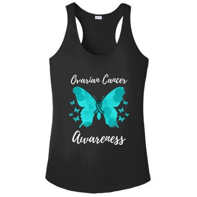 Teal Ribbon Ovarian Cancer Awareness Ladies PosiCharge Competitor Racerback Tank