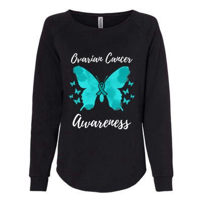 Teal Ribbon Ovarian Cancer Awareness Womens California Wash Sweatshirt