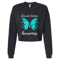 Teal Ribbon Ovarian Cancer Awareness Cropped Pullover Crew