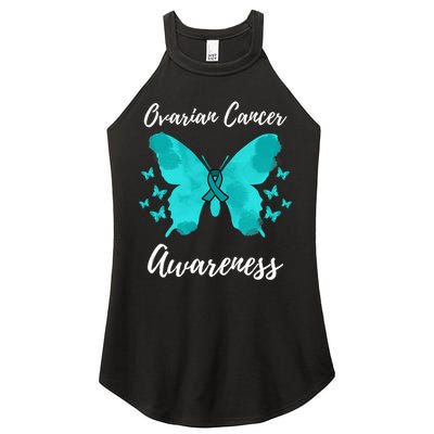 Teal Ribbon Ovarian Cancer Awareness Women's Perfect Tri Rocker Tank