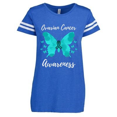 Teal Ribbon Ovarian Cancer Awareness Enza Ladies Jersey Football T-Shirt