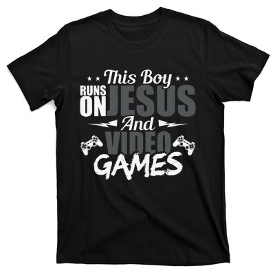 This Runs On Jesus And Video Games Lover Gift Player T-Shirt