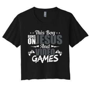 This Runs On Jesus And Video Games Lover Gift Player Women's Crop Top Tee