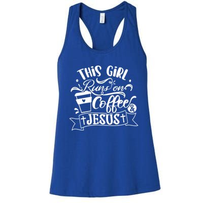 This Runs On Coffee And Jesus Religious Christian Cute Gift Women's Racerback Tank