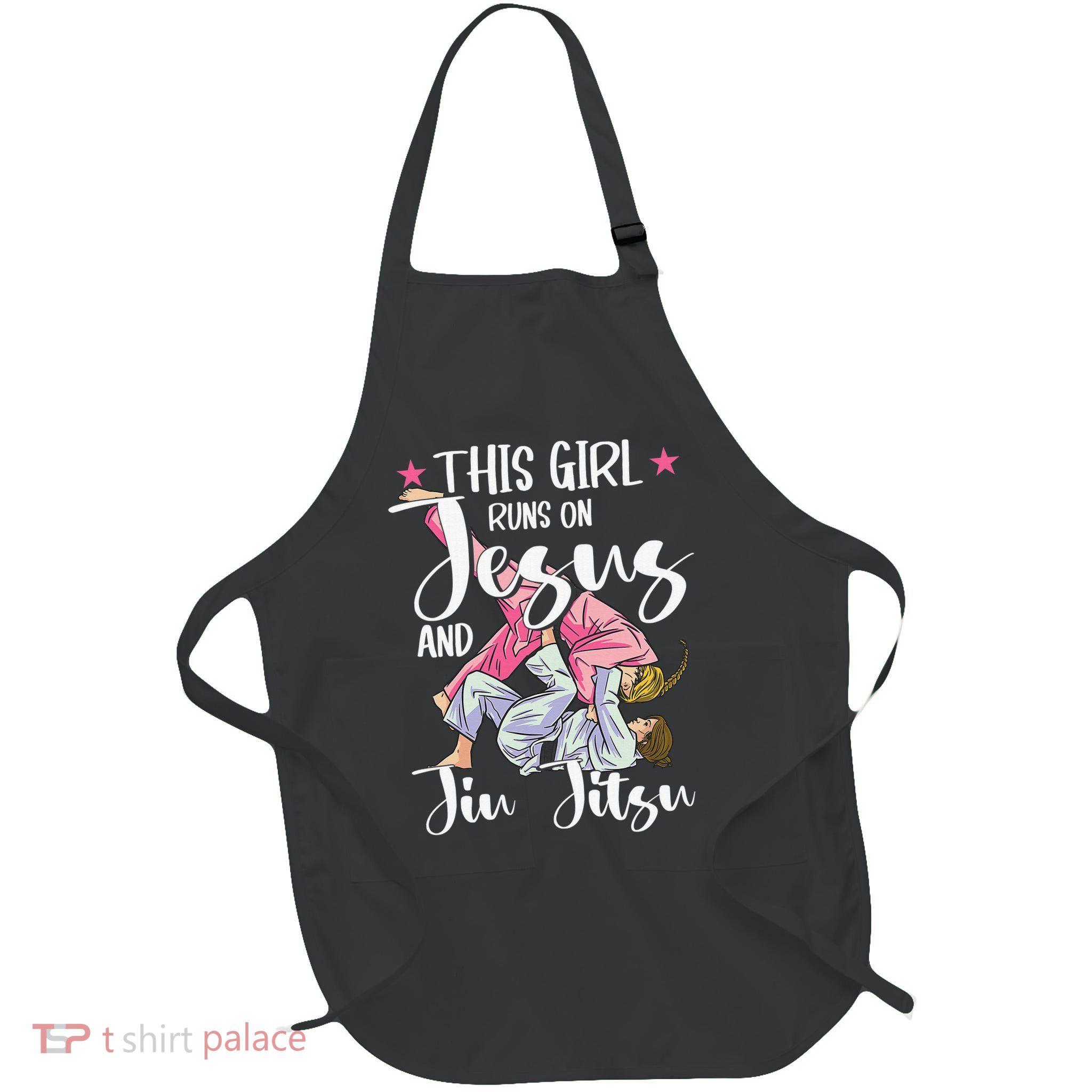 This  Runs On Jesus And Jiu Jitsu Gift Apron