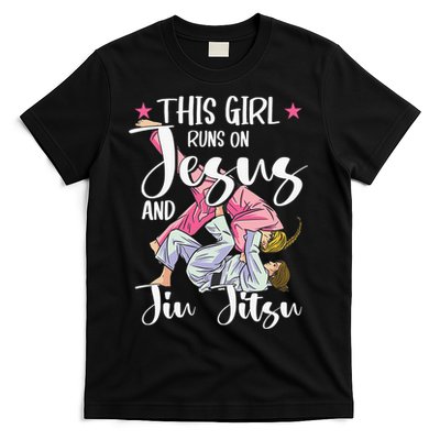 This  Runs On Jesus And Jiu Jitsu Gift T-Shirt
