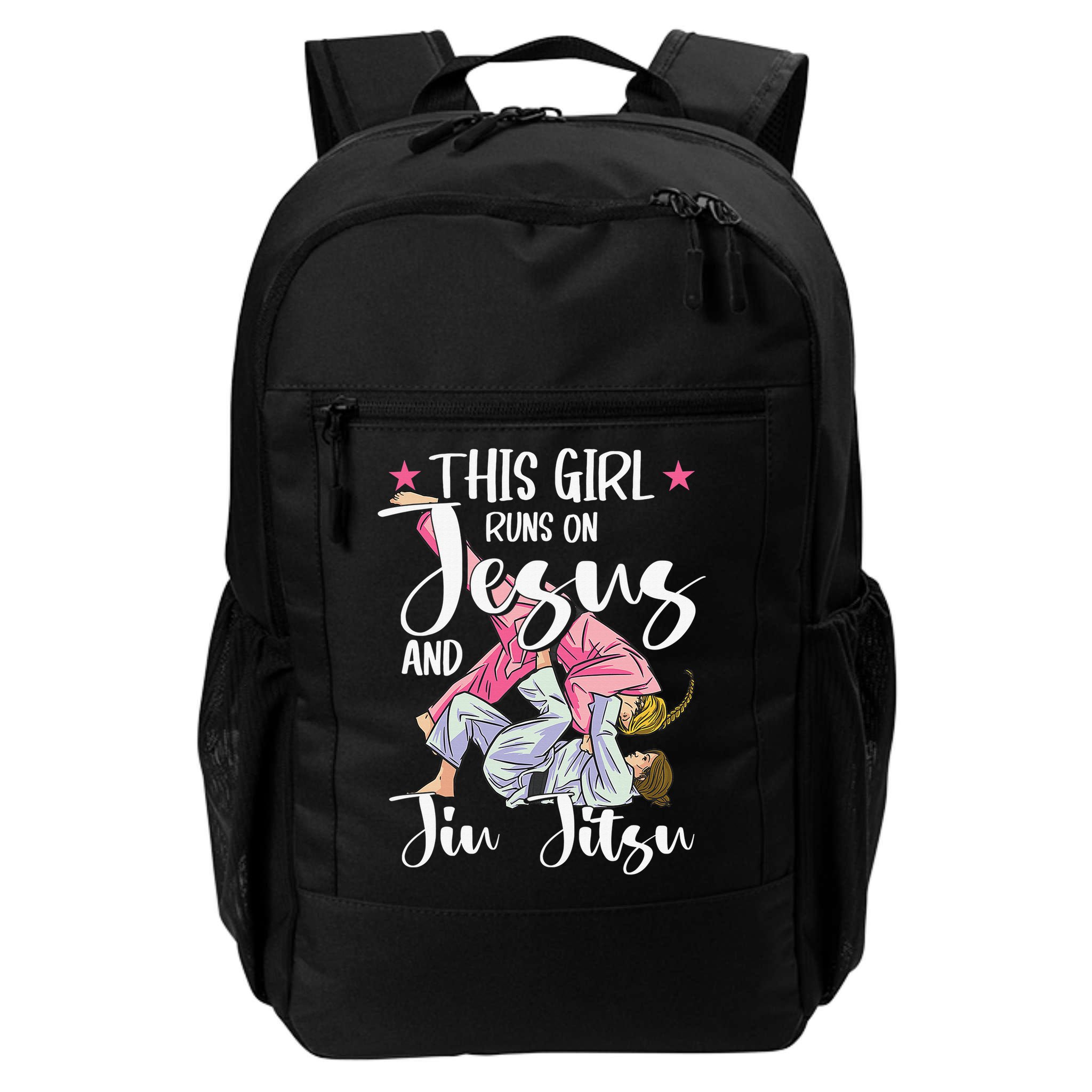 This  Runs On Jesus And Jiu Jitsu Gift Backpack
