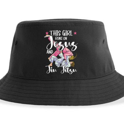 This  Runs On Jesus And Jiu Jitsu Gift Sustainable Bucket Hat