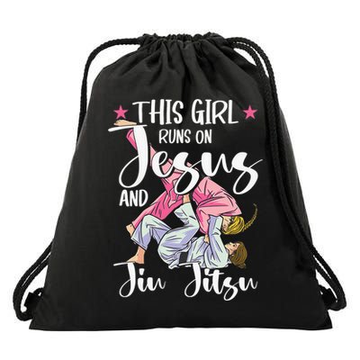 This  Runs On Jesus And Jiu Jitsu Gift Drawstring Bag