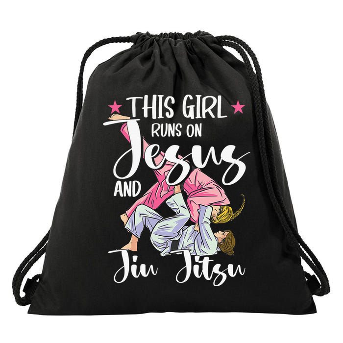This  Runs On Jesus And Jiu Jitsu Gift Drawstring Bag