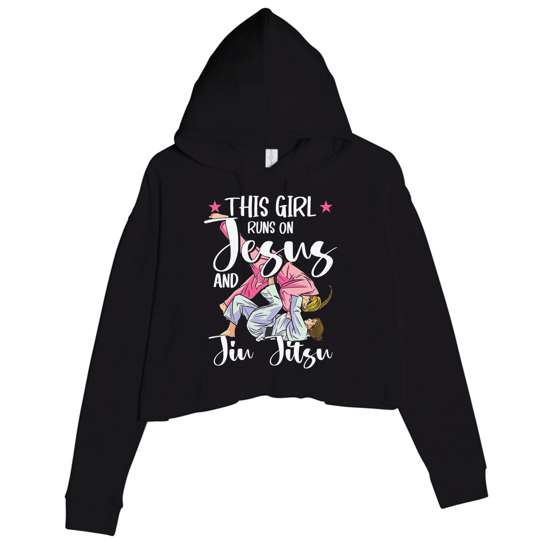 This  Runs On Jesus And Jiu Jitsu Gift Crop Fleece Hoodie